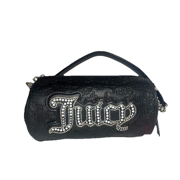 Juicy Couture Black Barrel Shoulder Bag With Rhinestone Logo & Chain Strap - Picture 3 of 14